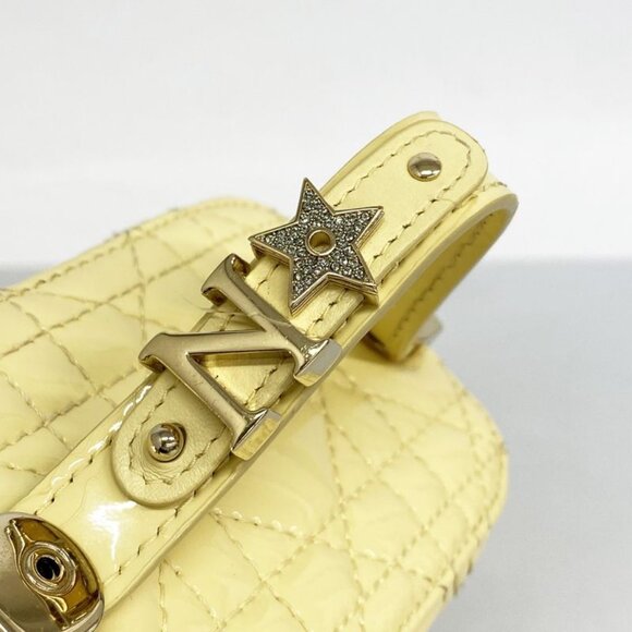 Dior Vanity Bag Cannage Enamel Yellow Champagne Gold 2-Way Bag - Picture 6 of 10